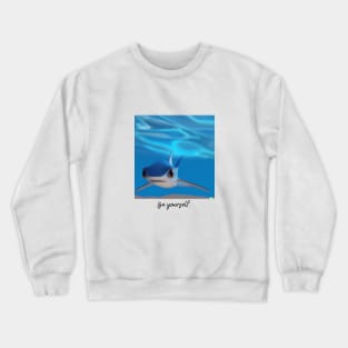 Under the Sea: Digital Art of a Baby Shark in its Natural Habitat Crewneck Sweatshirt